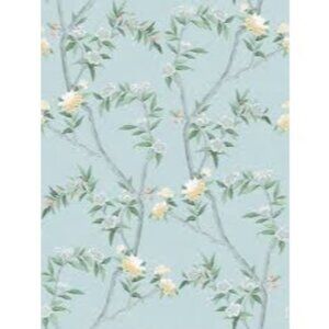 NEW CHINOISERIE ICH Wallpaper Blue Floral Birds Blossom Bloom Flower Pastel